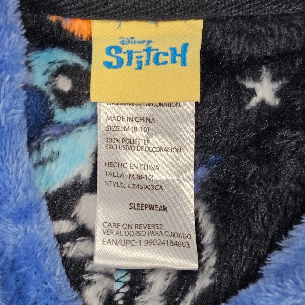 Disney Stitch Halloween Skeleton Union Suit Pajamas M 8-10 Hooded Onesie Costume